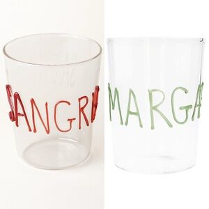 NWOT Hand Blown Cocktail Glasses, Set of 2 – Red Sangria, Green Margarita